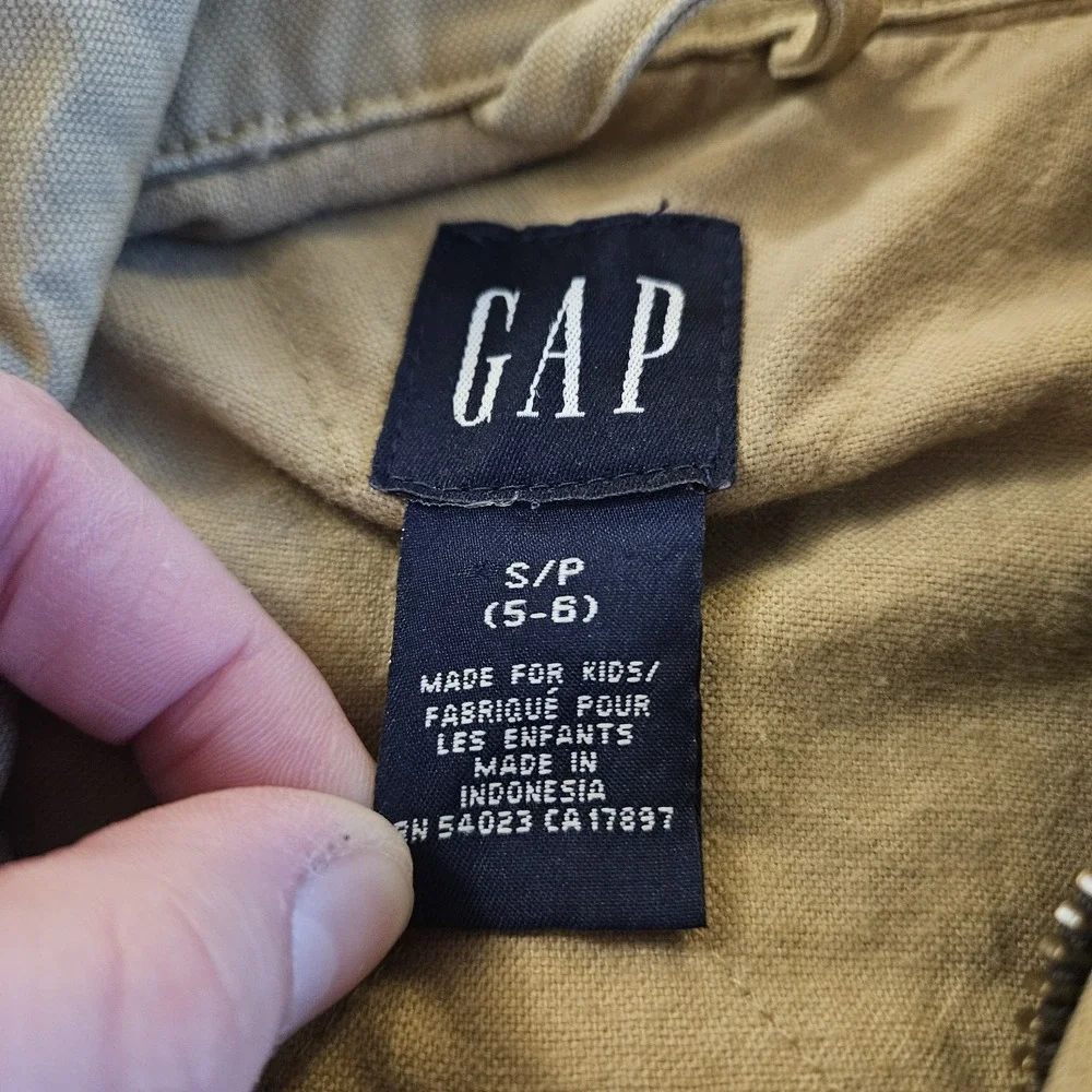 Gap Utility Field Jacket Boys Size S (5-6) Brown Button Up Pockets Collared